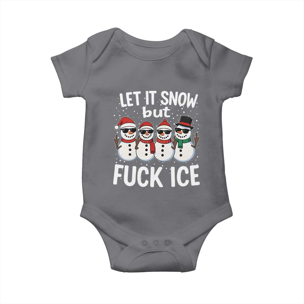 Anti ICE Christmas Baby Onesie Funny Snowman Cute Finger Let It Snow Funny FDT TS10 Charcoal Print Your Wear