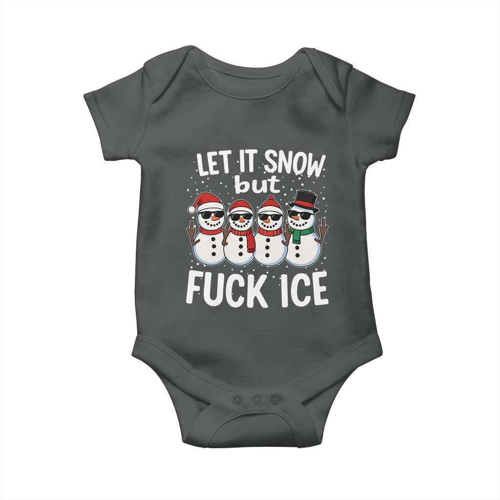 Anti ICE Christmas Baby Onesie Funny Snowman Cute Finger Let It Snow Funny FDT TS10 Dark Heather Print Your Wear
