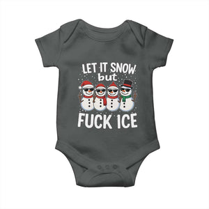 Anti ICE Christmas Baby Onesie Funny Snowman Cute Finger Let It Snow Funny FDT TS10 Dark Heather Print Your Wear