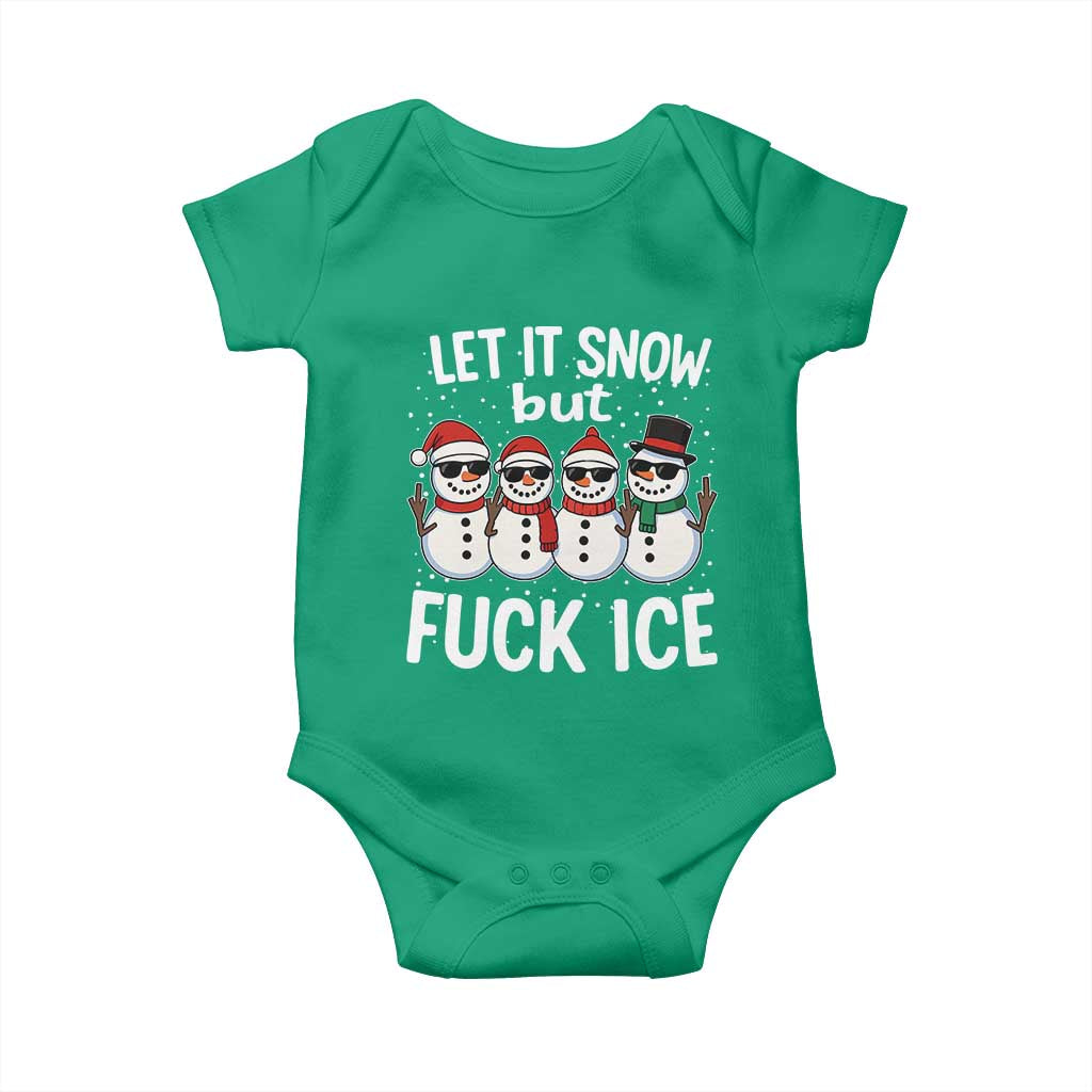 Anti ICE Christmas Baby Onesie Funny Snowman Cute Finger Let It Snow Funny FDT TS10 Irish Green Print Your Wear