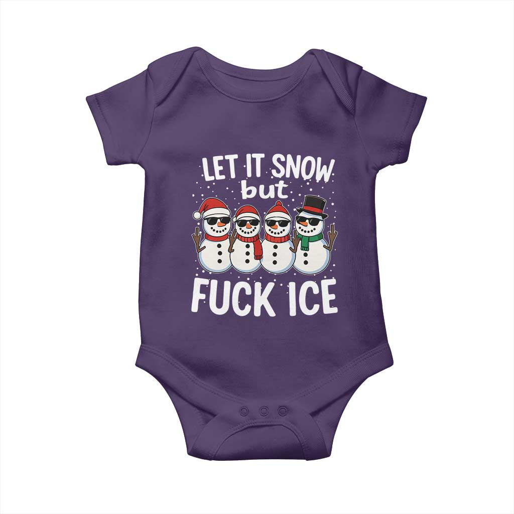 Anti ICE Christmas Baby Onesie Funny Snowman Cute Finger Let It Snow Funny FDT TS10 Purple Print Your Wear
