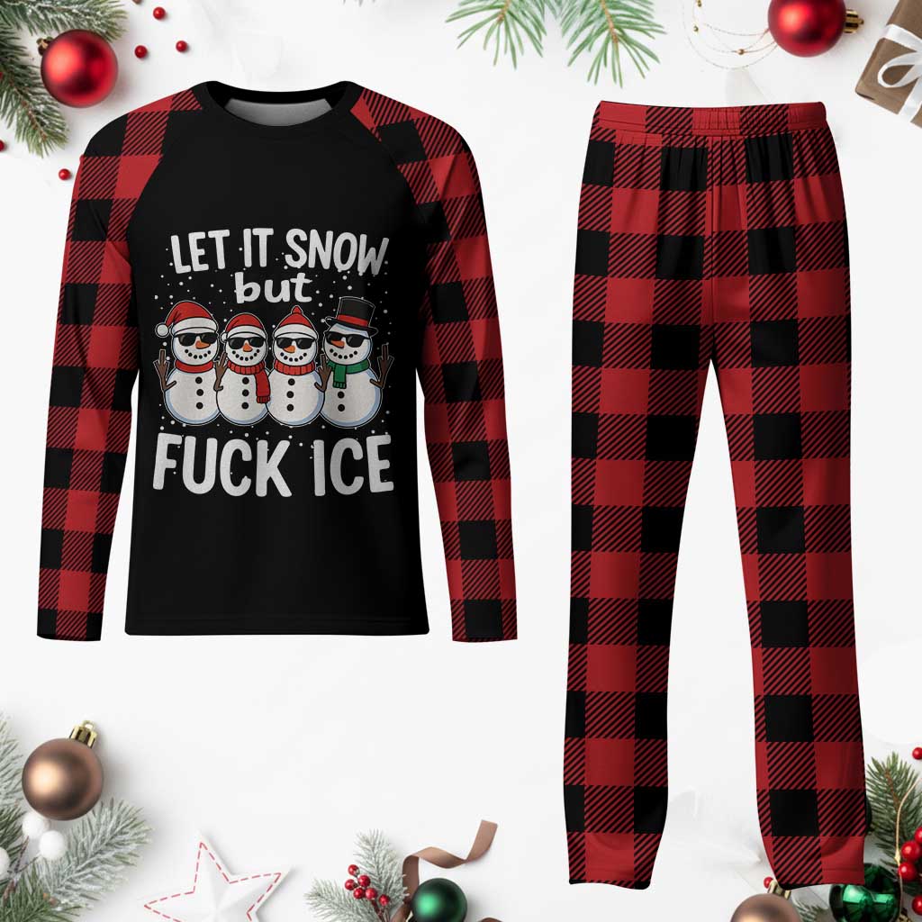 Anti ICE Christmas Plaid Pajama Set Funny Snowman Cute Finger Let It Snow Funny FDT TS10 Buffalo Plaid Print Your Wear