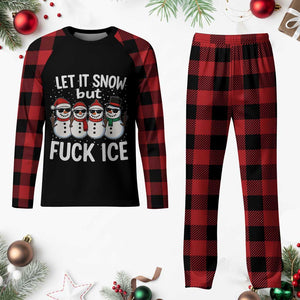 Anti ICE Christmas Plaid Pajama Set Funny Snowman Cute Finger Let It Snow Funny FDT TS10 Buffalo Plaid Print Your Wear