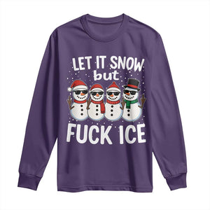Anti ICE Christmas Long Sleeve Shirt Funny Snowman Cute Finger Let It Snow Funny FDT TS10 Purple Print Your Wear