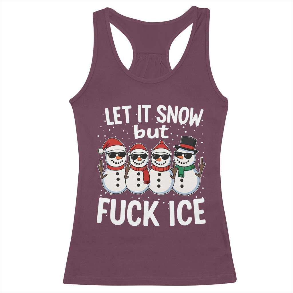 Anti ICE Christmas Racerback Tank Top Funny Snowman Cute Finger Let It Snow Funny FDT TS10 Maroon Print Your Wear