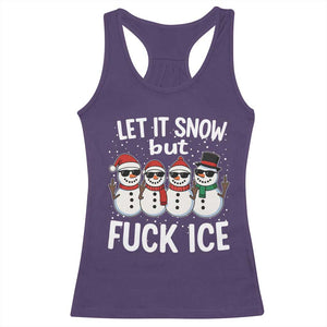 Anti ICE Christmas Racerback Tank Top Funny Snowman Cute Finger Let It Snow Funny FDT TS10 Purple Print Your Wear