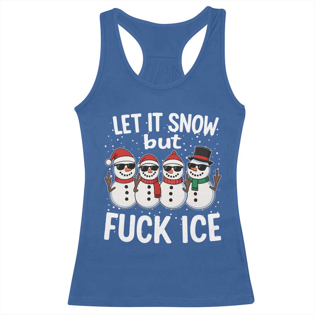 Anti ICE Christmas Racerback Tank Top Funny Snowman Cute Finger Let It Snow Funny FDT TS10 Royal Blue Print Your Wear