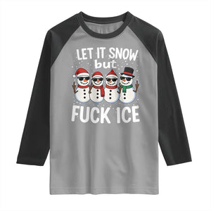 Anti ICE Christmas Raglan Shirt Funny Snowman Cute Finger Let It Snow Funny FDT TS10 Sport Gray Black Print Your Wear