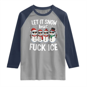 Anti ICE Christmas Raglan Shirt Funny Snowman Cute Finger Let It Snow Funny FDT TS10 Sport Gray Navy Print Your Wear