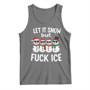 Anti ICE Christmas Tank Top Funny Snowman Cute Finger Let It Snow Funny FDT TS10 Black Heather Print Your Wear