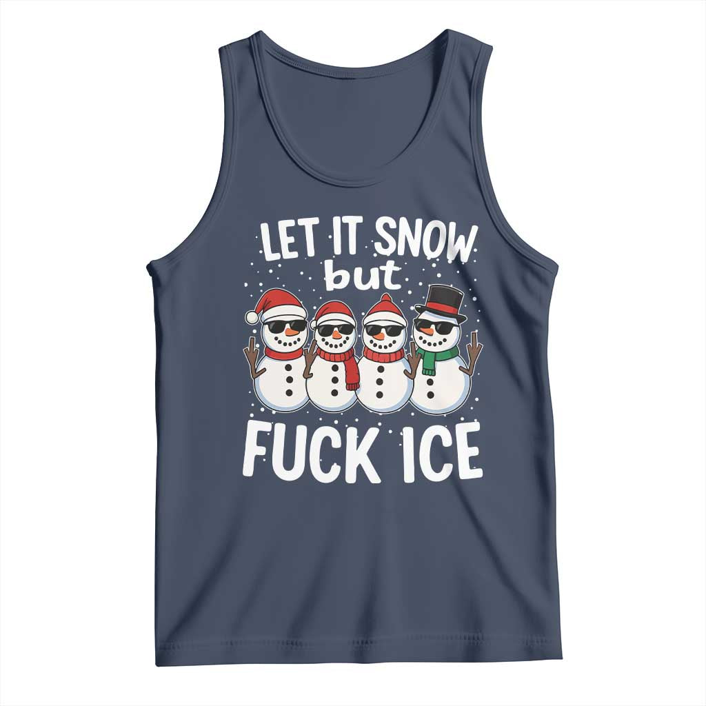 Anti ICE Christmas Tank Top Funny Snowman Cute Finger Let It Snow Funny FDT TS10 Navy Print Your Wear
