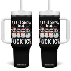 Anti ICE Christmas Tumbler With Handle Funny Snowman Cute Finger Let It Snow Funny FDT TS10 One Size: 40 oz Black Print Your Wear