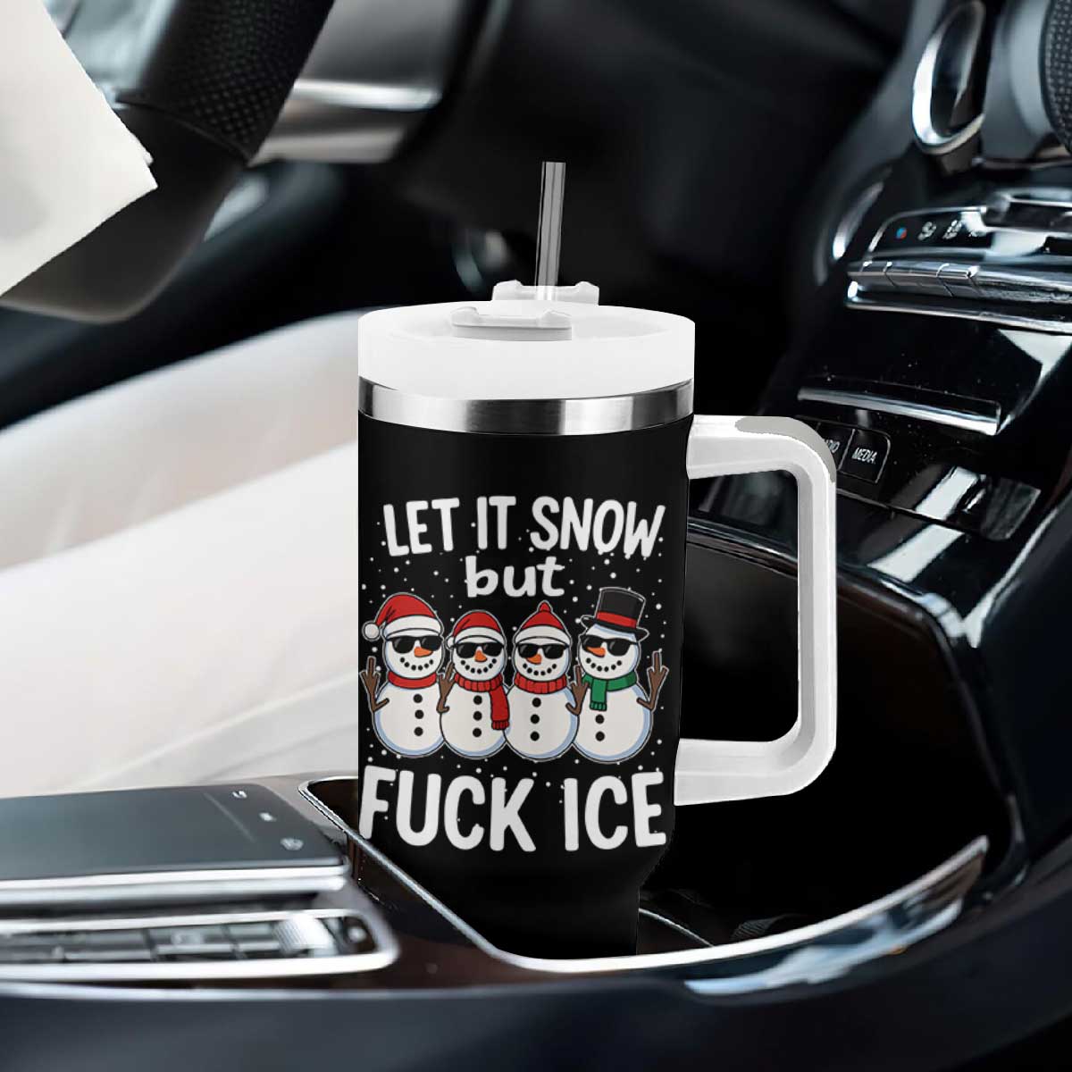 Anti ICE Christmas Tumbler With Handle Funny Snowman Cute Finger Let It Snow Funny FDT TS10 Print Your Wear