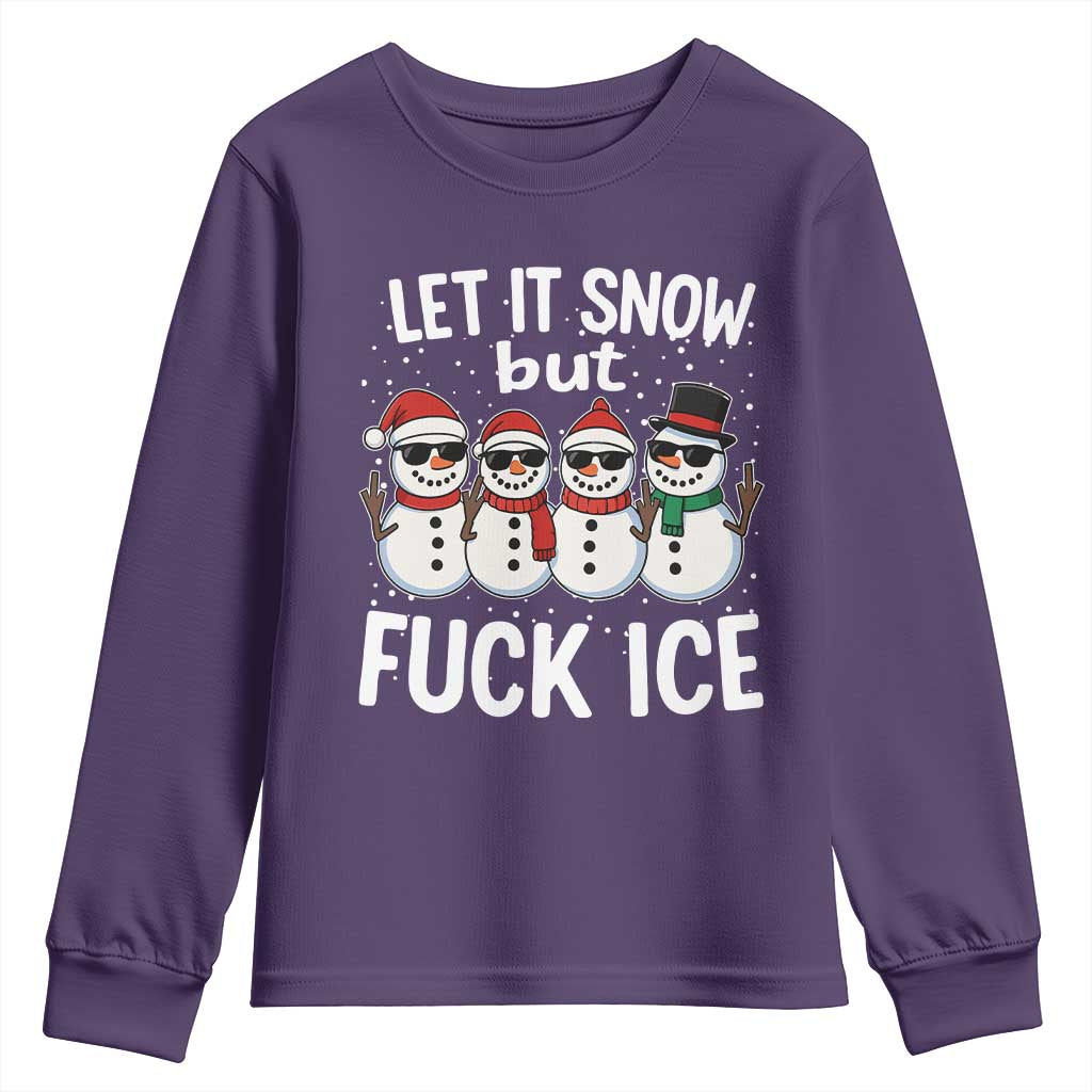 Anti ICE Christmas Youth Sweatshirt Funny Snowman Cute Finger Let It Snow Funny FDT TS10 Purple Print Your Wear