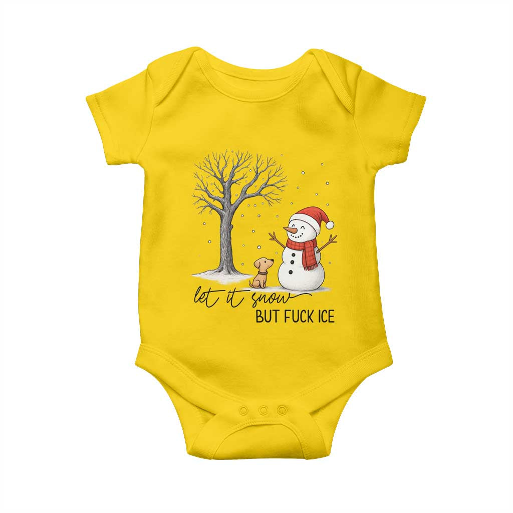 Let It Snow But Fuck Ice Baby Onesie Funny Snowman Christmas Winter TS10 Daisy Print Your Wear