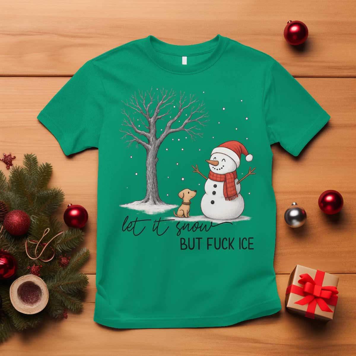 Let It Snow But Fuck Ice T Shirt Funny Snowman Christmas Winter TS10 Irish Green Print Your Wear