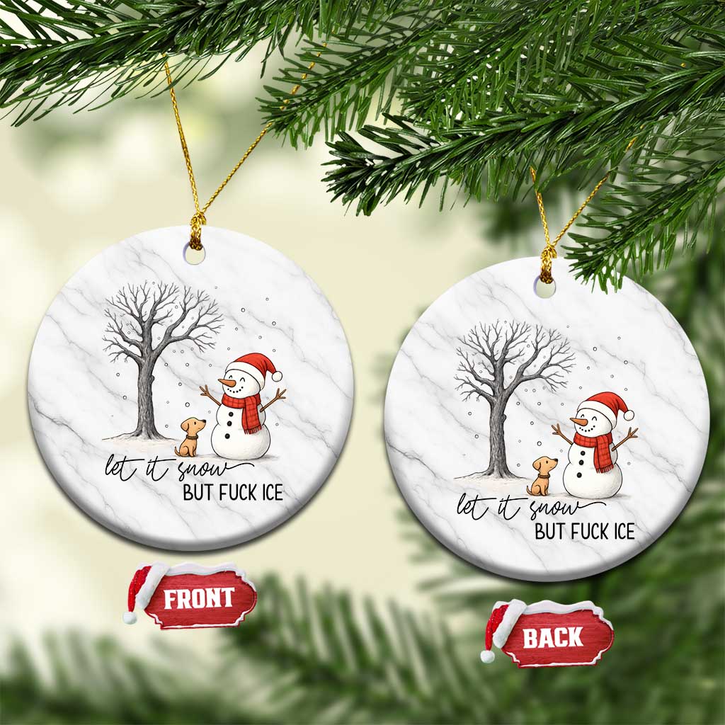 Let It Snow But Fuck Ice Ceramic Ornament Funny Snowman Christmas Winter TS10 1pc White Marble Print Your Wear