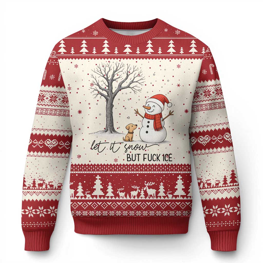 Let It Snow But Fuck Ice Ugly Christmas Sweater Funny Snowman Christmas Winter TS10 Beige Red Print Your Wear