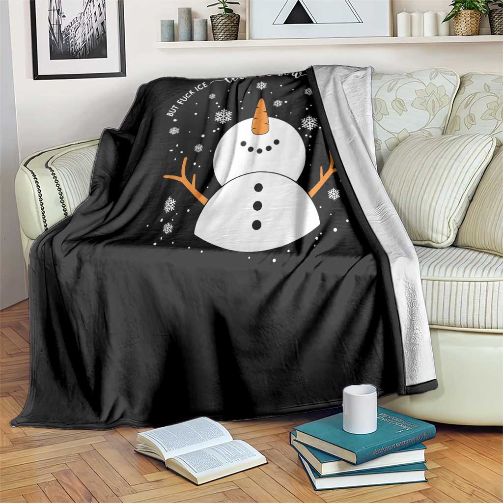 Anti ICE Christmas Throw Blanket Let It Snow But Fuck Ice Cute Snowman Winter TS10 Print Your Wear