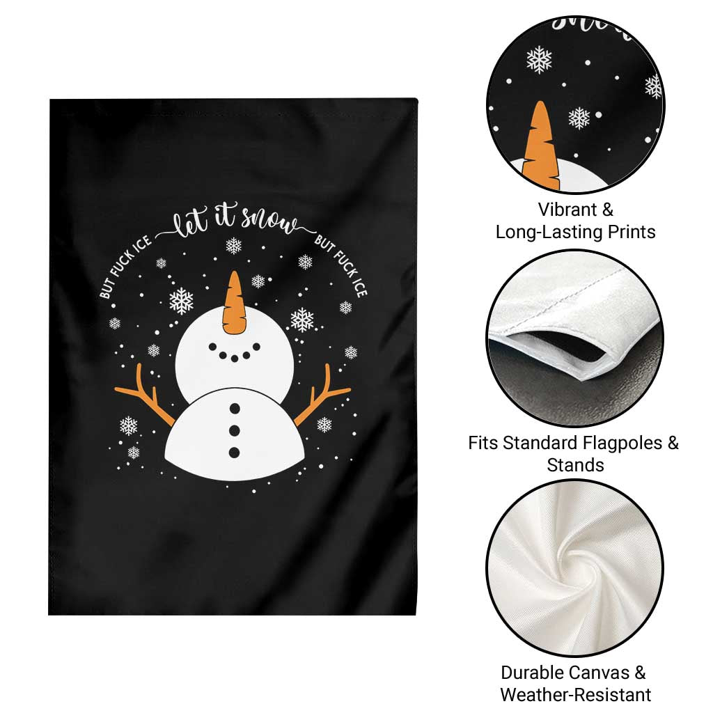 Anti ICE Christmas Garden Flag Let It Snow But Fuck Ice Cute Snowman Winter TS10 Print Your Wear