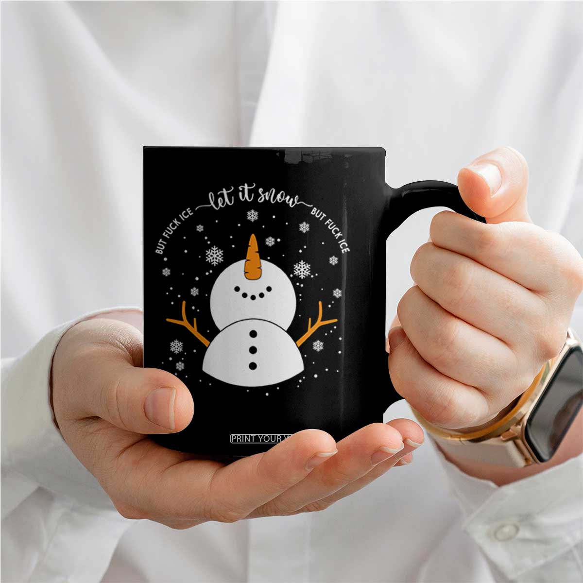 Anti ICE Christmas Coffee Mug Let It Snow But Fuck Ice Cute Snowman Winter TS10 Print Your Wear