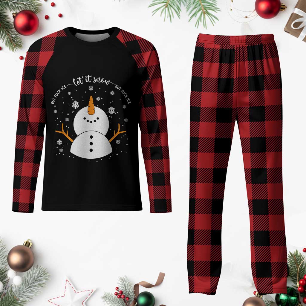 Anti ICE Christmas Plaid Pajama Set Let It Snow But Fuck Ice Cute Snowman Winter TS10 Buffalo Plaid Print Your Wear