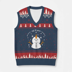 Anti ICE Xmas V-Neck Knit Sweater Vest Let It Snow But Fuck Ice Cute Snowman Winter TS10 Navy Red Print Your Wear