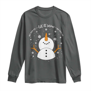 Anti ICE Christmas Long Sleeve Shirt Let It Snow But Fuck Ice Cute Snowman Winter TS10 Dark Heather Print Your Wear