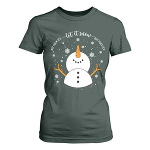 Anti ICE Christmas T Shirt For Women Let It Snow But Fuck Ice Cute Snowman Winter TS10 Dark Forest Green Print Your Wear