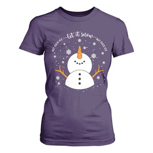 Anti ICE Christmas T Shirt For Women Let It Snow But Fuck Ice Cute Snowman Winter TS10 Purple Print Your Wear