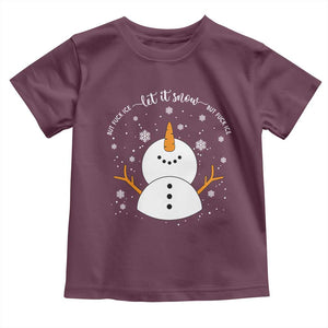 Anti ICE Christmas Toddler T Shirt Let It Snow But Fuck Ice Cute Snowman Winter TS10 Maroon Print Your Wear
