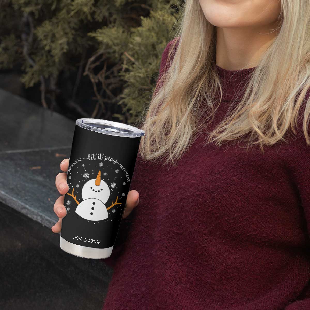 Anti ICE Christmas Tumbler Cup Let It Snow But Fuck Ice Cute Snowman Winter TS10 Print Your Wear