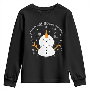 Anti ICE Christmas Youth Sweatshirt Let It Snow But Fuck Ice Cute Snowman Winter TS10 Black Print Your Wear