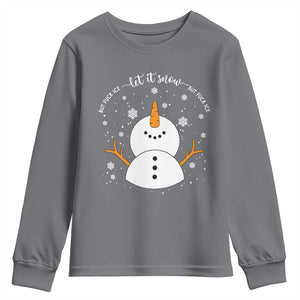 Anti ICE Christmas Youth Sweatshirt Let It Snow But Fuck Ice Cute Snowman Winter TS10 Charcoal Print Your Wear