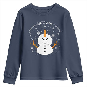 Anti ICE Christmas Youth Sweatshirt Let It Snow But Fuck Ice Cute Snowman Winter TS10 Navy Print Your Wear