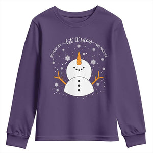 Anti ICE Christmas Youth Sweatshirt Let It Snow But Fuck Ice Cute Snowman Winter TS10 Purple Print Your Wear