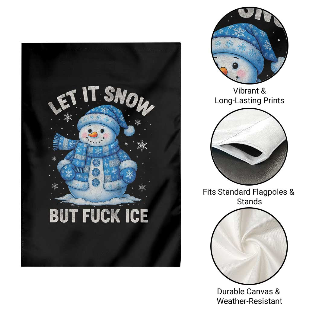 Anti ICE Christmas Garden Flag Retro Blue Snowman Let It Snow But Fuck Ice TS10 Print Your Wear