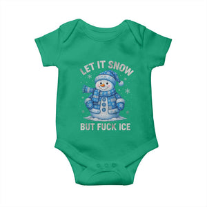 Anti ICE Christmas Baby Onesie Retro Blue Snowman Let It Snow But Fuck Ice TS10 Irish Green Print Your Wear