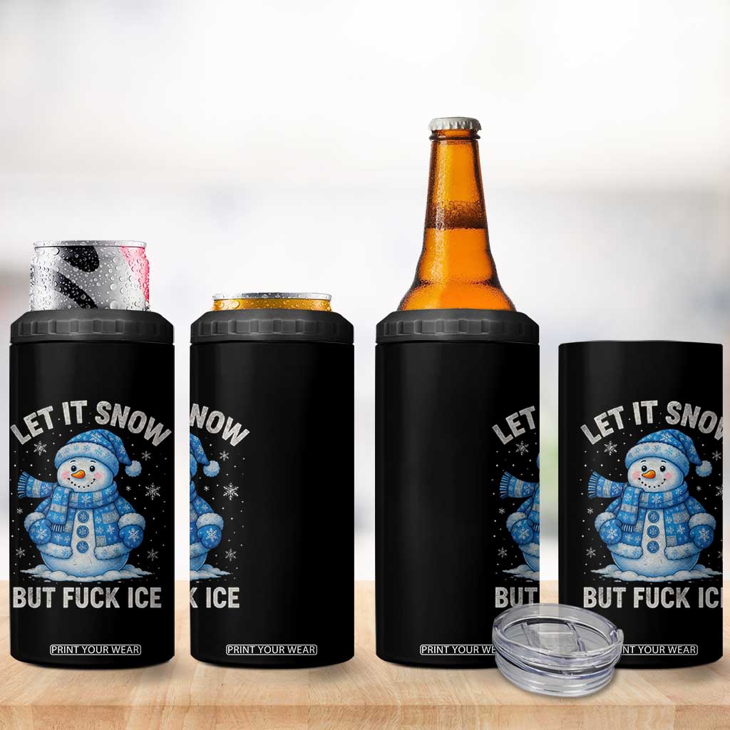 Anti ICE Christmas 4 in 1 Can Cooler Tumbler Retro Blue Snowman Let It Snow But Fuck Ice TS10 Print Your Wear