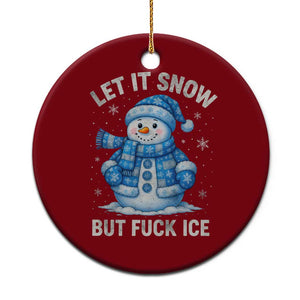 Anti ICE Christmas Ceramic Ornament Retro Blue Snowman Let It Snow But Fuck Ice TS10 1pc Red Print Your Wear