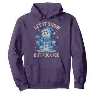 Anti ICE Christmas Hoodie Retro Blue Snowman Let It Snow But Fuck Ice TS10 Purple Print Your Wear