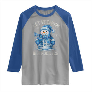 Anti ICE Christmas Raglan Shirt Retro Blue Snowman Let It Snow But Fuck Ice TS10 Sport Gray Royal Print Your Wear
