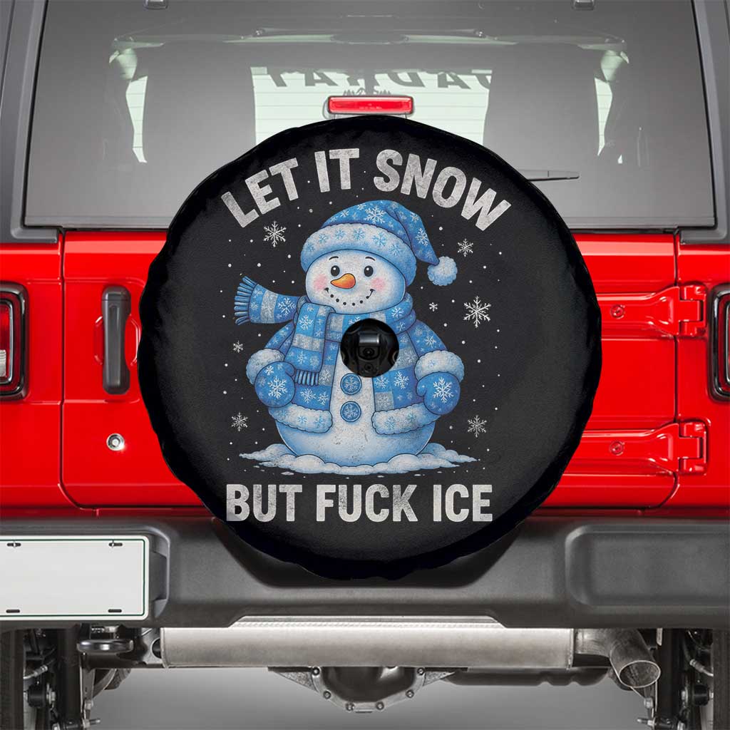 Anti ICE Christmas Spare Tire Cover Retro Blue Snowman Let It Snow But Fuck Ice TS10 Black Print Your Wear
