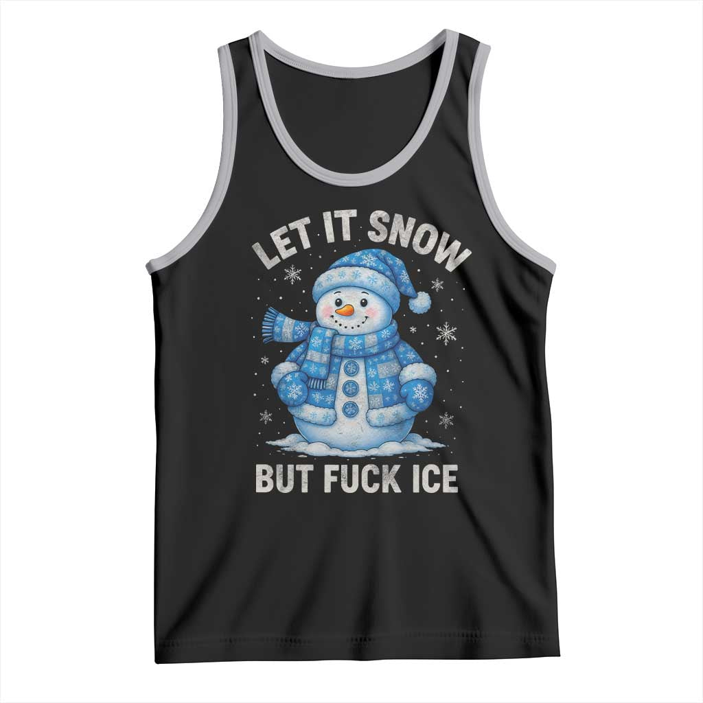 Anti ICE Christmas Tank Top Retro Blue Snowman Let It Snow But Fuck Ice TS10 Black Athletic Heather Print Your Wear