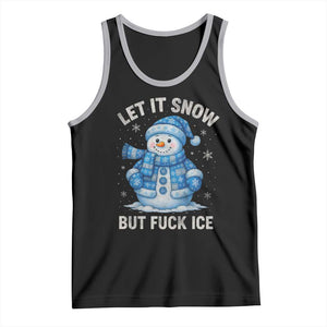 Anti ICE Christmas Tank Top Retro Blue Snowman Let It Snow But Fuck Ice TS10 Black Athletic Heather Print Your Wear