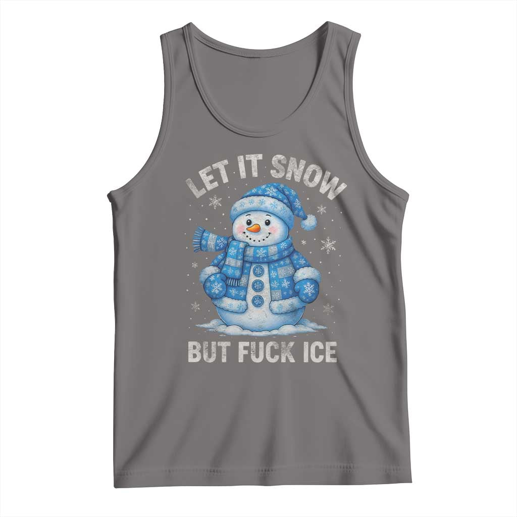 Anti ICE Christmas Tank Top Retro Blue Snowman Let It Snow But Fuck Ice TS10 Deep Heather Print Your Wear