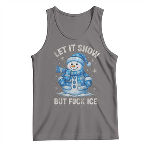 Anti ICE Christmas Tank Top Retro Blue Snowman Let It Snow But Fuck Ice TS10 Deep Heather Print Your Wear