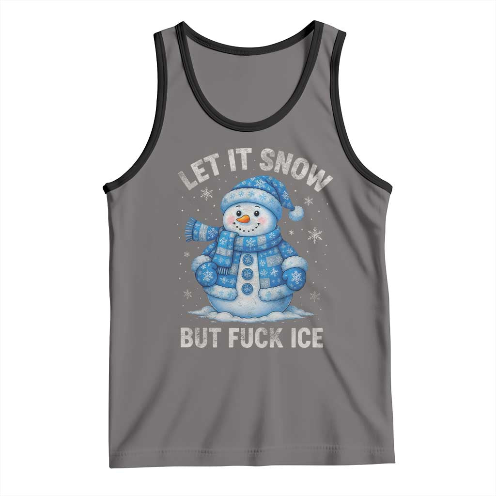 Anti ICE Christmas Tank Top Retro Blue Snowman Let It Snow But Fuck Ice TS10 Deep Heather Black Print Your Wear