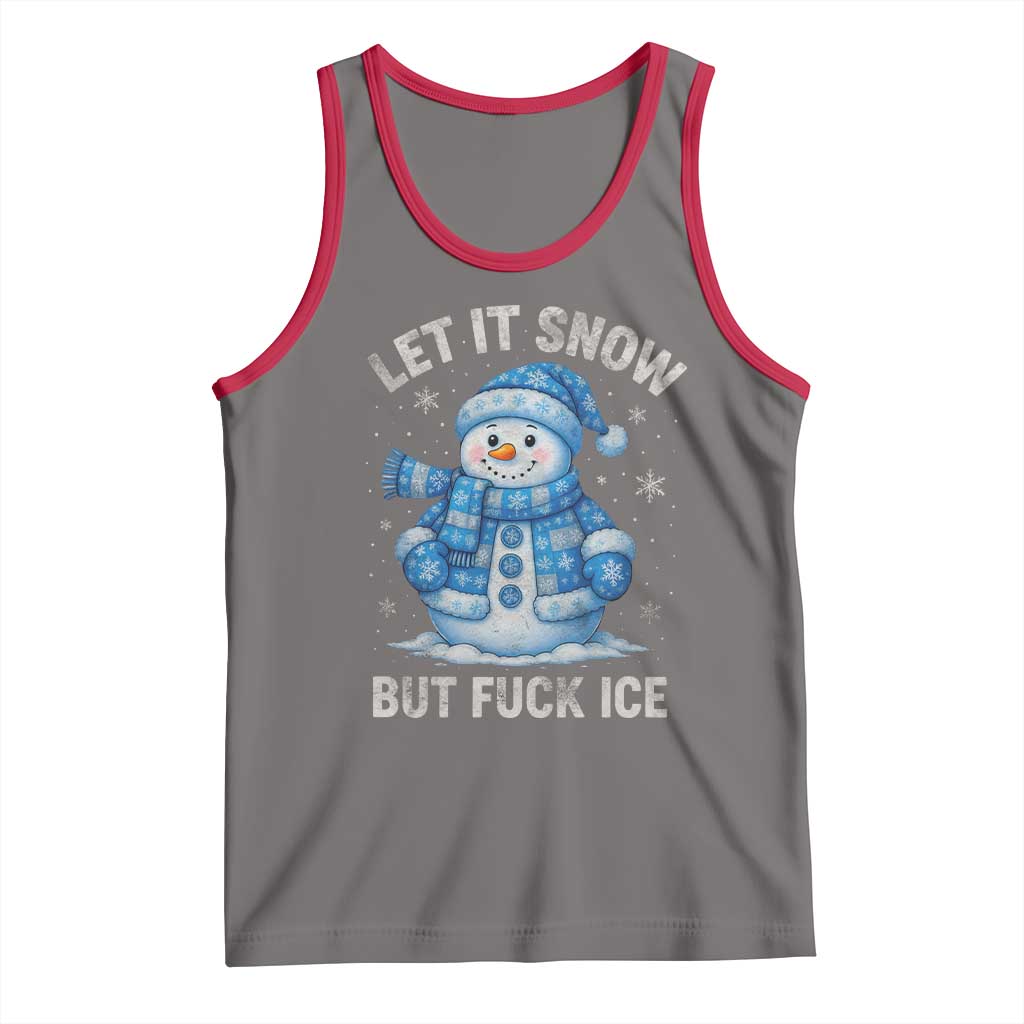Anti ICE Christmas Tank Top Retro Blue Snowman Let It Snow But Fuck Ice TS10 Deep Heather Red Print Your Wear