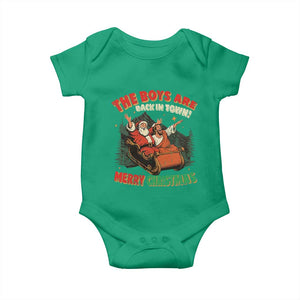 The Boys Are Back in Town Christmas Baby Onesie Funny Santa Jesus TS10 Irish Green Print Your Wear